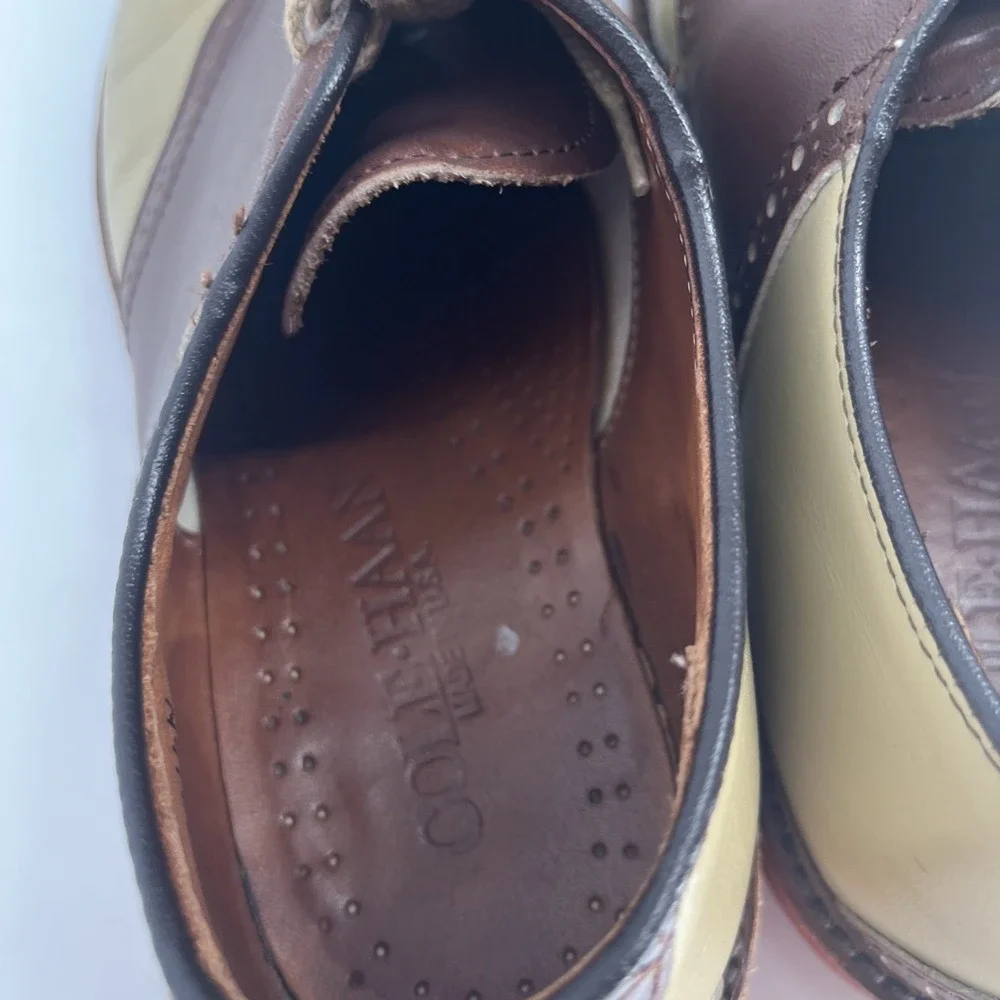 Cole Haan Saddle Shoes Mens 8.5 D/B Two Tone Brick Sole Buck Vintage Oxford USA